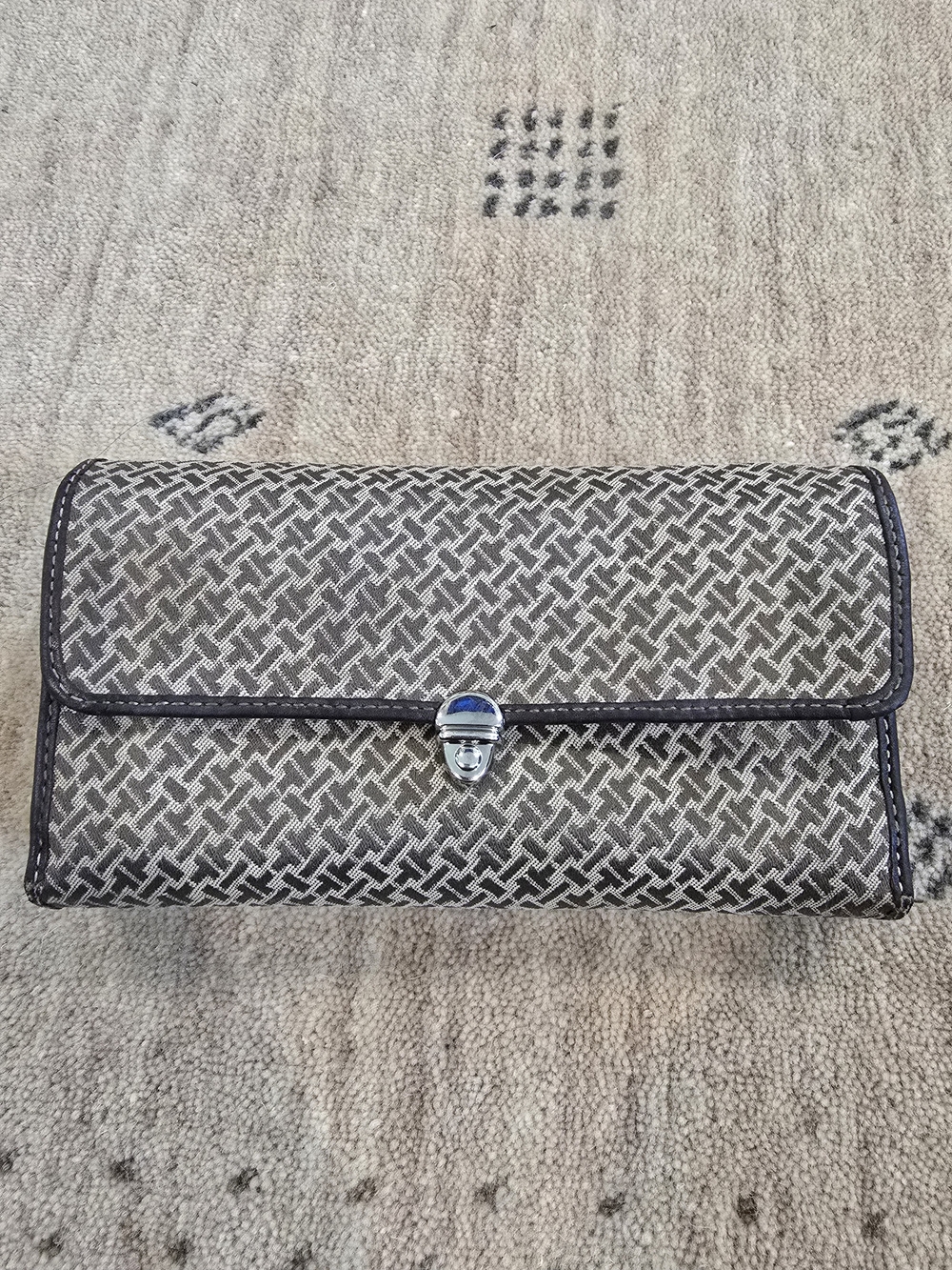Talbots Patterned Wallet Clutch in Brown and Cream